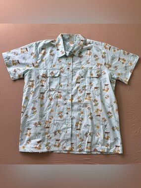Vintage Boca Bay beach-themed button-down shirt